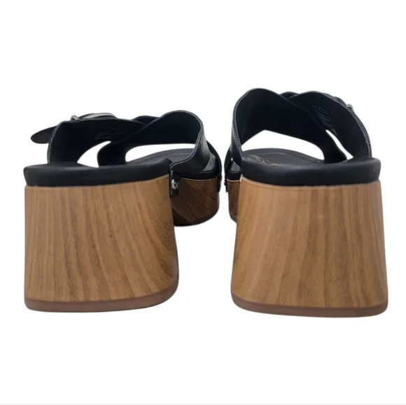 Clarks Sivanne Walk Wedge Sandal Black Leather Slip On Clog Slide Women’s 8.5 - Picture 9 of 17